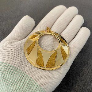 2 Egyptian Style Golden Tone Bold Round Necklace Pendants